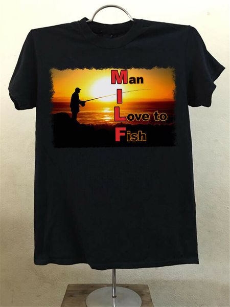 

man i love to fish black t shirt , gift for menwomen summer o-neck tee shirt