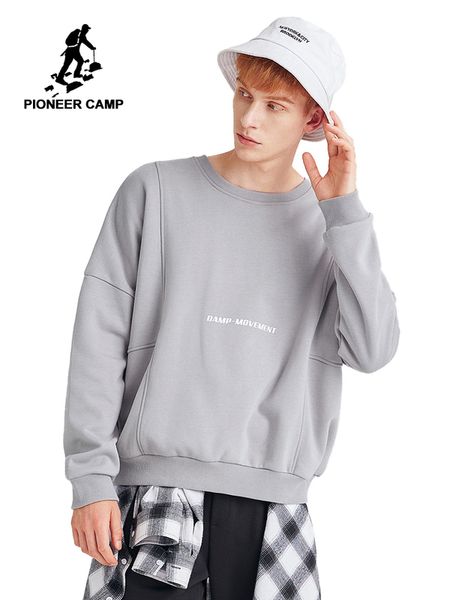 

men's black and gray pioneer camp sweatshirts, plus size casual crew neck sweatshirt awy908091