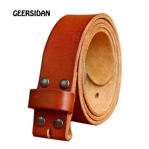 

geersidan men's width 38mm 100% full grain genuine leather belts for men fashion brand strap vintage jeans belts without buckle, Black;brown