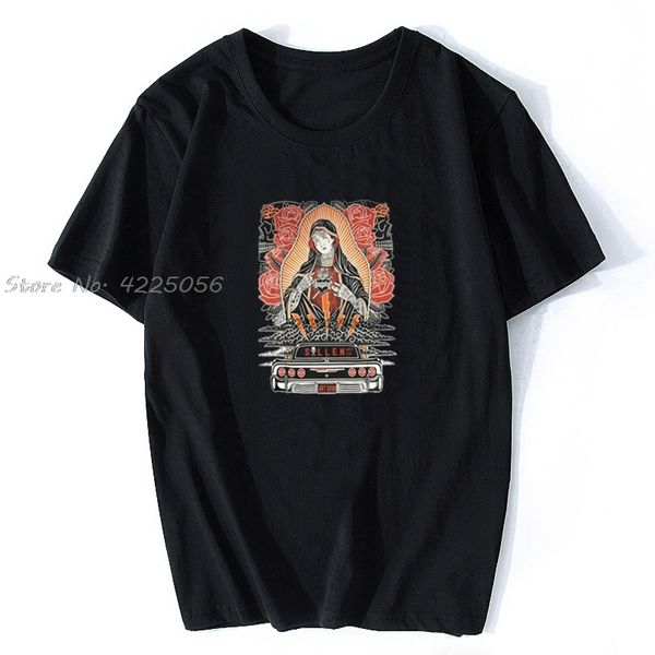 

sullen mens hopeless t shirt black virgin mary tattooed clothing print fashion men cotton tshirt tees streetwear