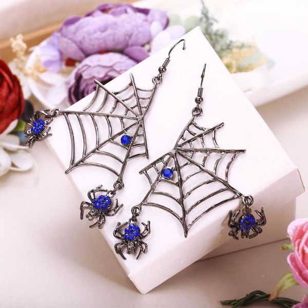 

dangle & chandelier tuliper halloween spider earrings for women femme animal crystal hook party jewelry gift gold blue, Silver