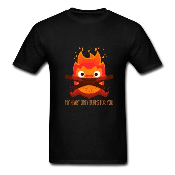 

new the fire demon t shirt calcifer howl moving castle studio ghibli t-shirt men casual tee shirt harajuku tshirt camiset