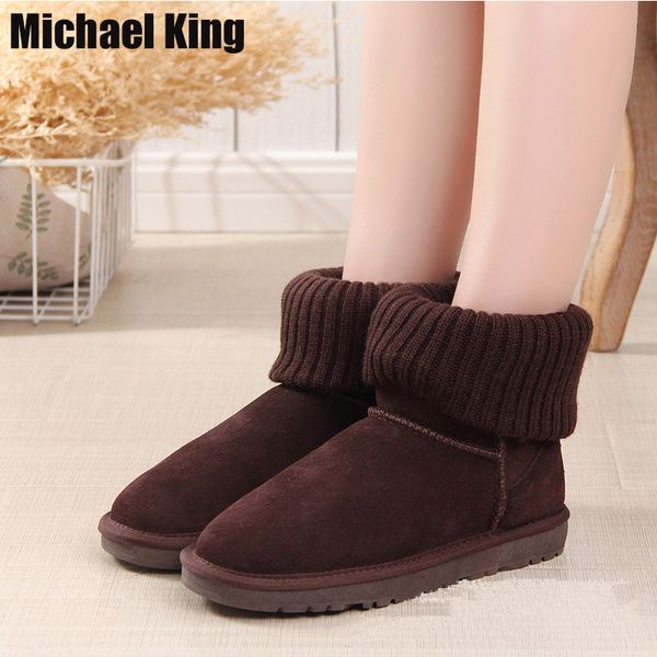 

new arrival 2020 warm snow boots ladies suede leather ankle boots waterproof plush female shoes women winter, Black