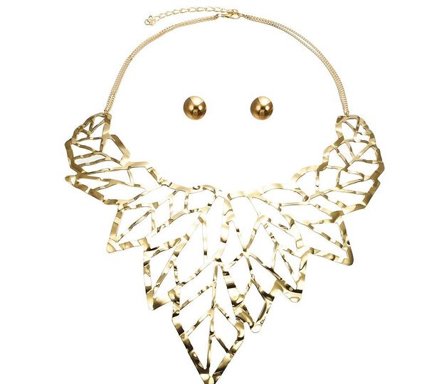 

xd92 европа и соединенные штаты преувеличены ажурные листы ожерелье африканских этнического воротника ожерелья женщины necklace11, Silver