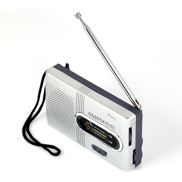 

mini portable am/fm telescopic antenna radio pocket world receiver speaker portable radio outdoor silver color