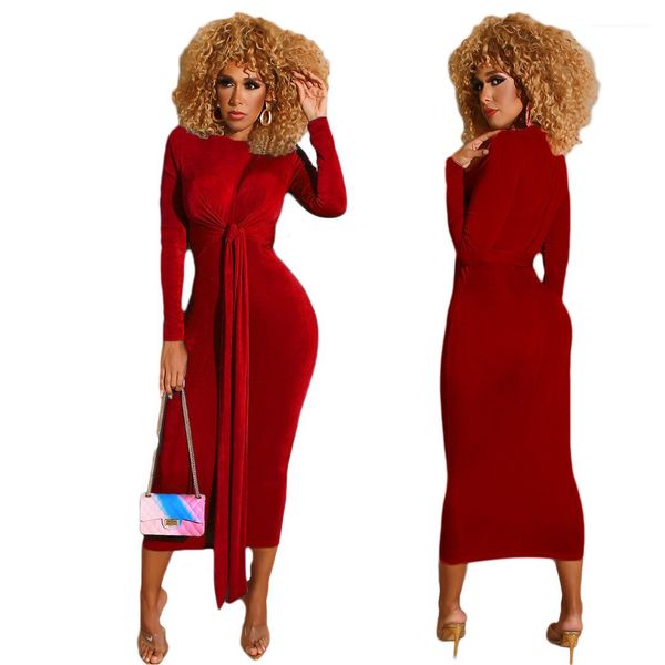 

дамы женщины ol платье повязки slim fit с длинным рукавом crew neck длинные платья, Black;gray