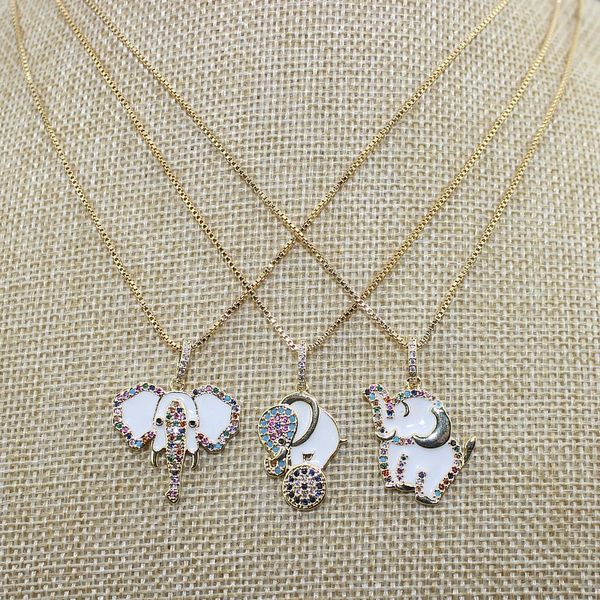 

pendant necklaces 16inch 10pcs/lot fashion cz/enamel elephant charm necklace,cz jewelry necklace,micro pave necklace,wholesale, Silver