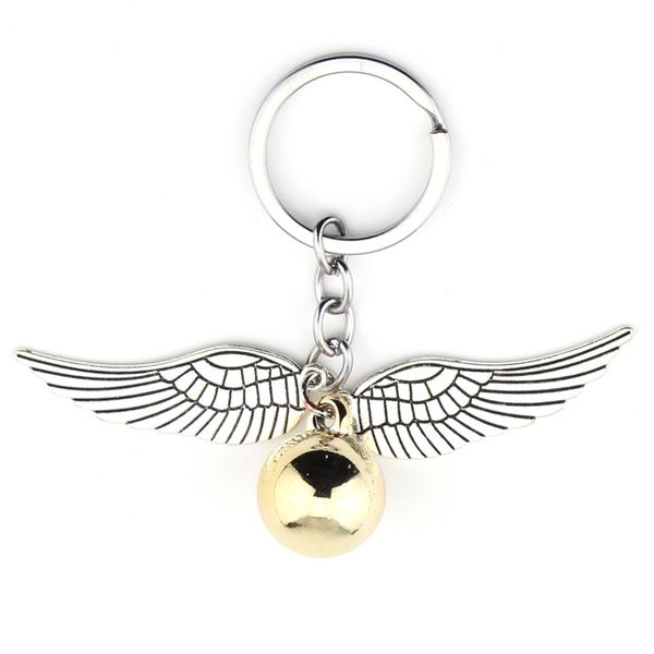 

harried golden snitch pendent keychain potters bohemia vintage style angel wing charm keychain for men women keyring sale, Silver