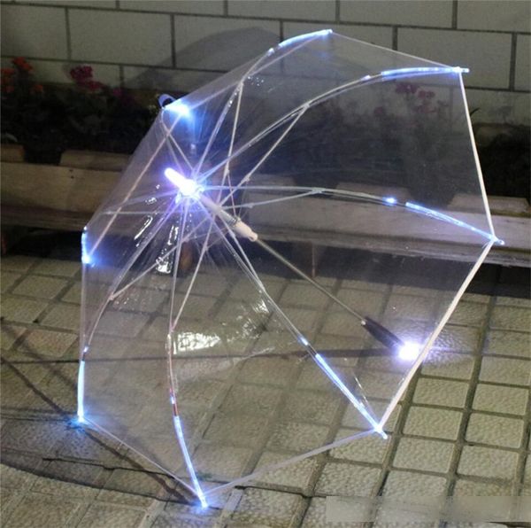 

led clear umbrella party decor umbrellas with long handle gifts 7 colors changing poe luminous transparent dome umbrellas rain e3403