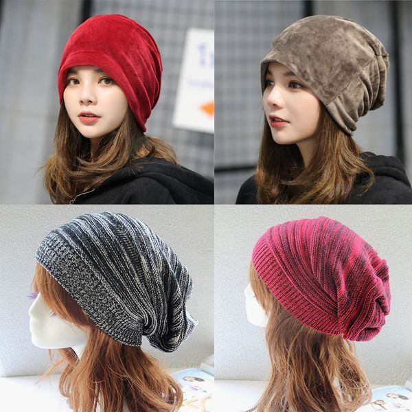 

fashion autumn winter hat cap for women girls skullies beanies knitted solid color bonnet caps female casual knitted warm beanie, Blue;gray