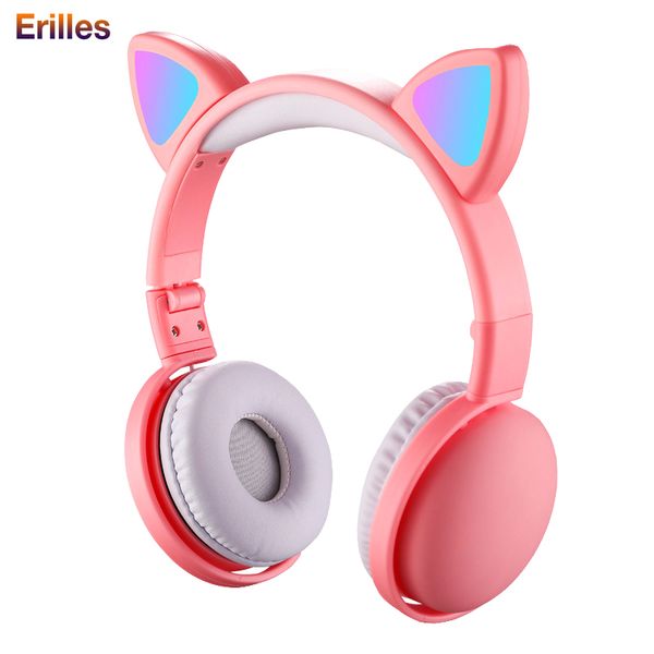 

headsets 7 led light cat ear headphones wirelss/wired 3.5mm headset 3d stereo noise cancelling bluetooth 5.0 earphone child girl gift