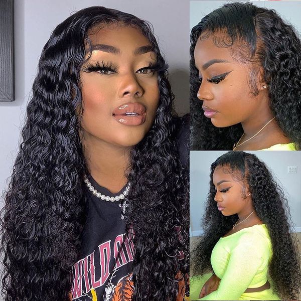 

2020 new deep wave lace front wig human hair wigs curly short bob brazilian for black women hd full frontal water wave lace front wig