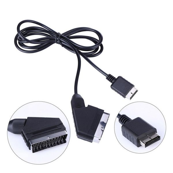 

black 1.8m scart cable av audio video cord cable for ps2 playstation 2 game consoles