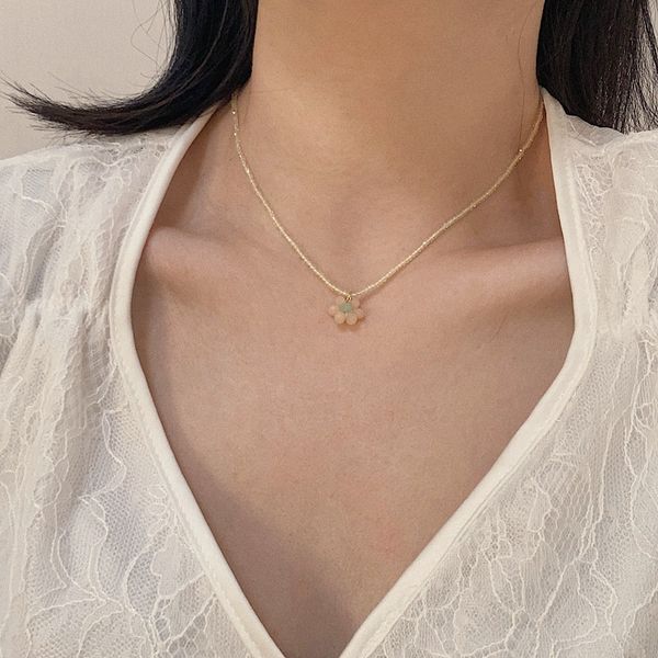

harajuku cute necklace korean ulzzang beaded daisy choker necklace bling colorful style 90s indie korea new necklac dropshipping, Golden;silver