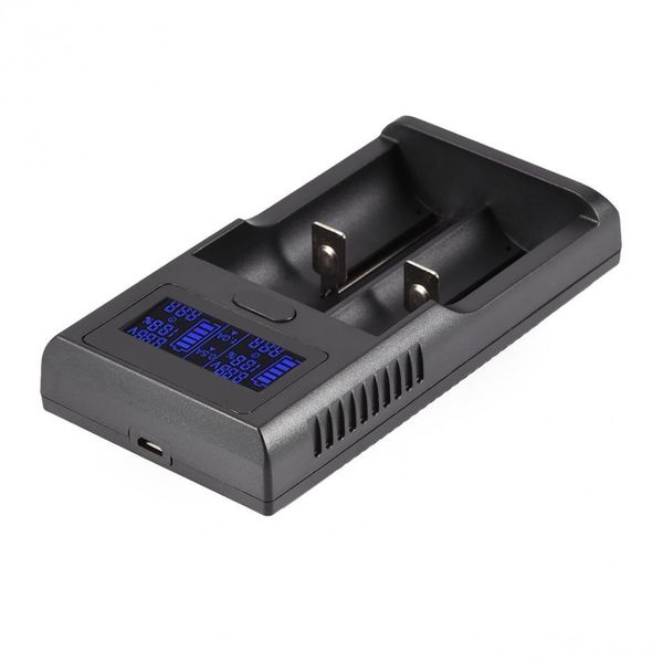 

smart battery charger digital lcd display 2 slots for lithium 18650 18500 18350 17670 16340 14500 26650 3.7v universal
