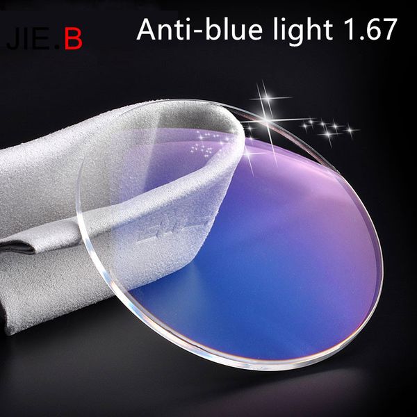 

jie.b anti-blue light refractive index 1.67 prescription resin lens myopia reading glasses radiation protection flat lens, Silver