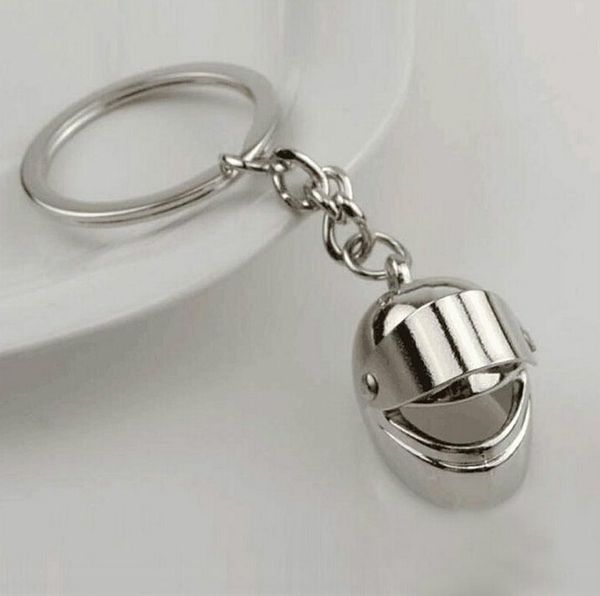 

keychains metal motorcycle helmet key chain fashion stereo motorcycle helmets safety auto bag car key ring keychain jewelry, Silver