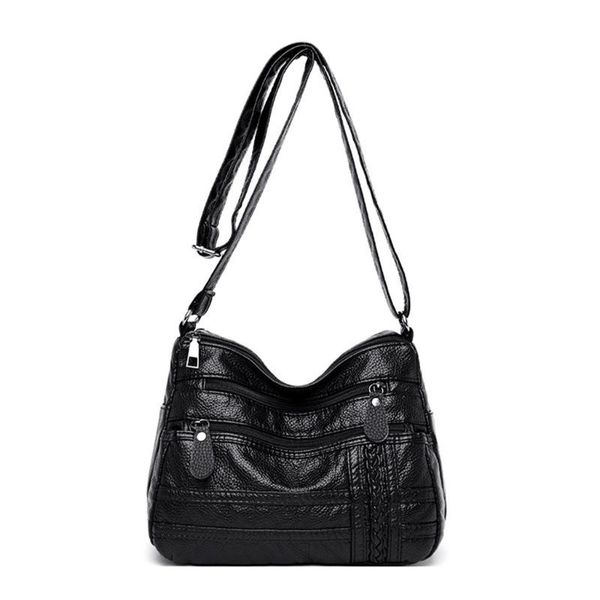 

new women's solid shoulder bag wild fashion ladies multi-layer casual messenger bag female zipper crossbody bolsa feminina