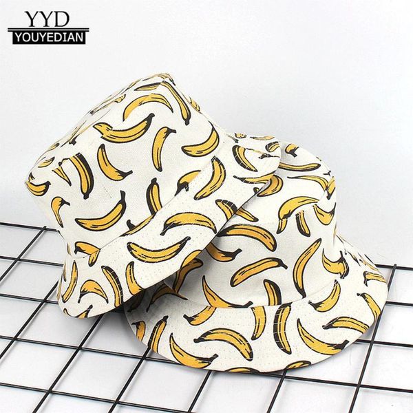 

cloches bucket hat double sided wear banana fisherman sunscreen outdoors cap hip hop harajuku female male caps