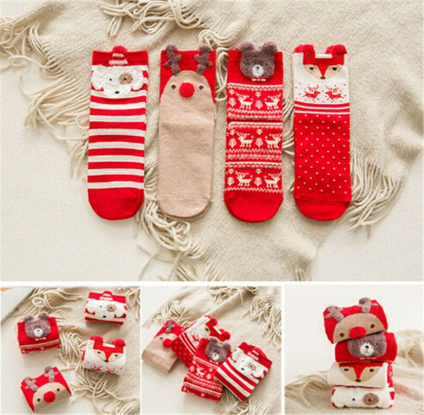 

1-10y cotton microfiber baby socks christmas design baby girls socks cartoon casual boy children's christmas 4 style, Pink;yellow