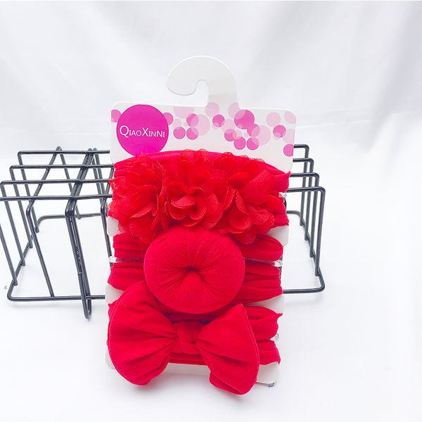 

hair accessories 3pcs/lot baby girl bow headband born bowknot round ball headwrap flower turban girls kids bands gift sets, Slivery;white