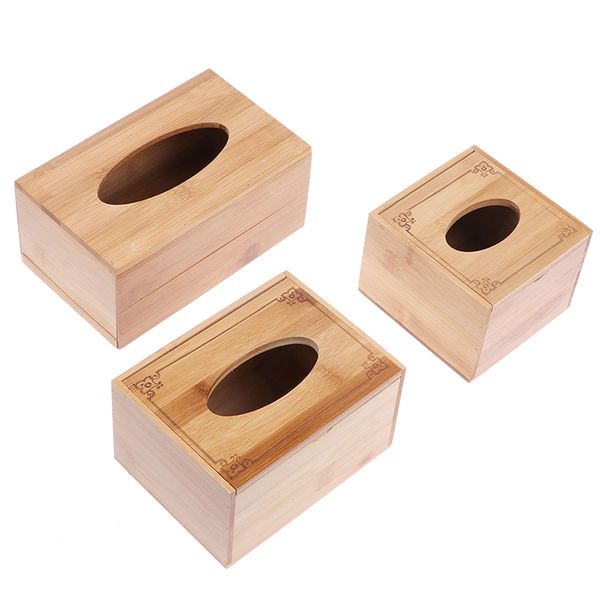

tissue storage box bamboo square tissue box creative seat type roll paper canister eco-friendly table decor
