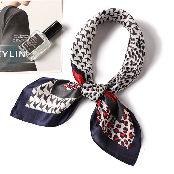 

scarves 2021 summer leopard print scarf square fashion small size silk bag women shawl neck office headkerchief foulard, Blue;gray
