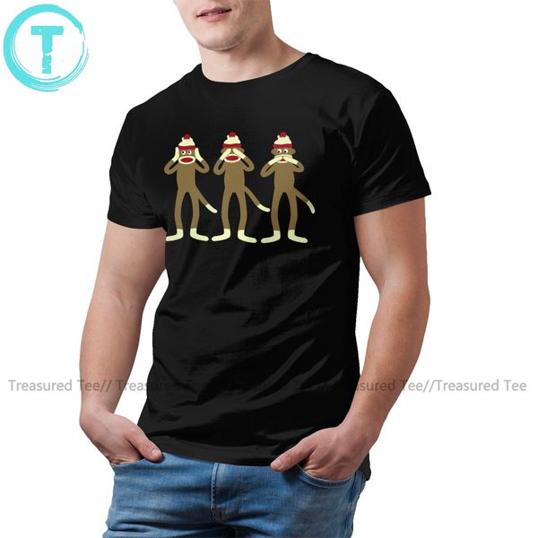 

monkey t shirt hear see speak no evil sock monkeys t-shirt male fun tee shirt short sleeve tshirt
