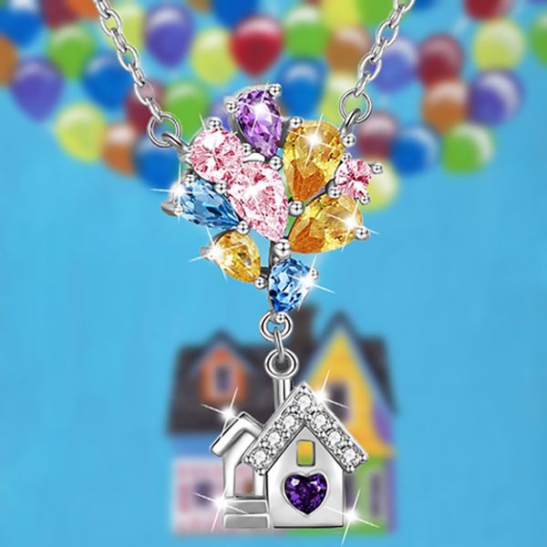 

pendant necklaces up house rhinestone women balloons necklace room cute dainty charm romantic gift jewelry, Silver