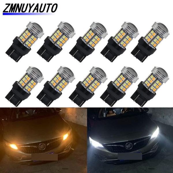 

10шт t20 7443 t25 3157 1157 bay15d водить w21 / 5w p27 / 7w p21 / 5w led авто лампы сигнала поворота фары 12v двойной цвет белый желтый