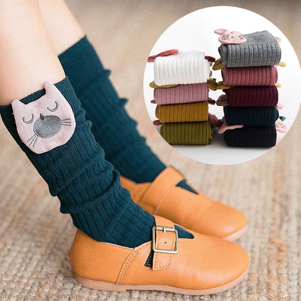 

cute 3d print cartoon animals baby knee highs merry christmas baby infant socks girls with cat ears toddler long socks, Pink;yellow