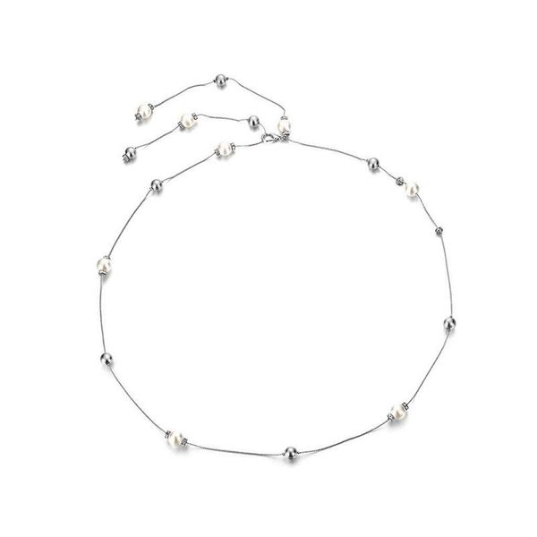 

belt of women's dress beads rhinestone charm chain slim fashion 120 cm - silver, unique size, Black;brown