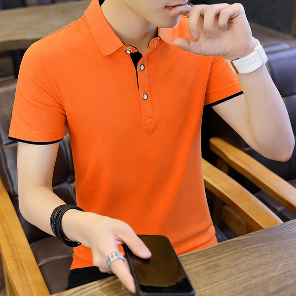 

men's polos summer shirt cotton short-sleeved loose casual solid color golf street wear plus size, White;black