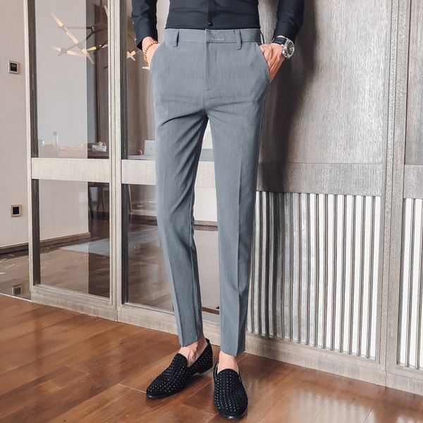 

men's suits & blazers slim dress pants fit greyblack mens formal business classic pantalones perfume masculino office trousers, White;black