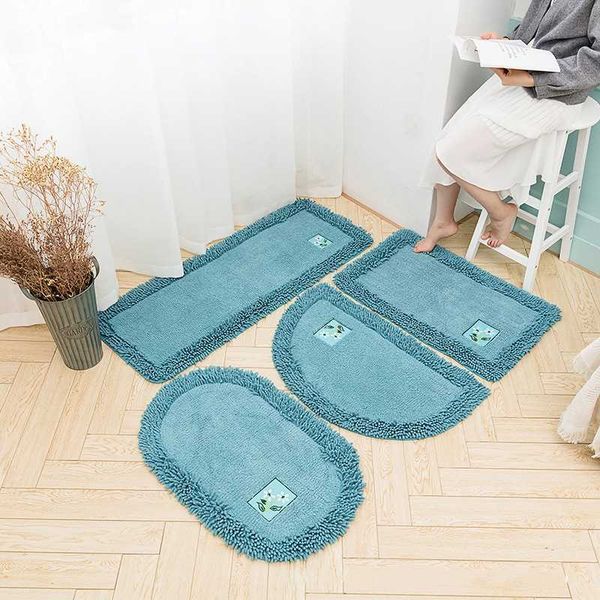

absorbent non-slip bathroom mat simple solid bath carpet quality rectangle floor rug oval doormat semicircle kitchen bath mats