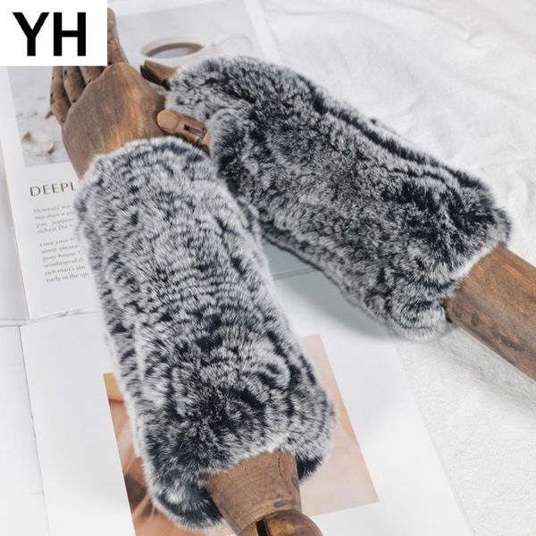 

five fingers gloves lady fashion knitted warm real rex fur glove winter women mittens natural soft, Blue;gray
