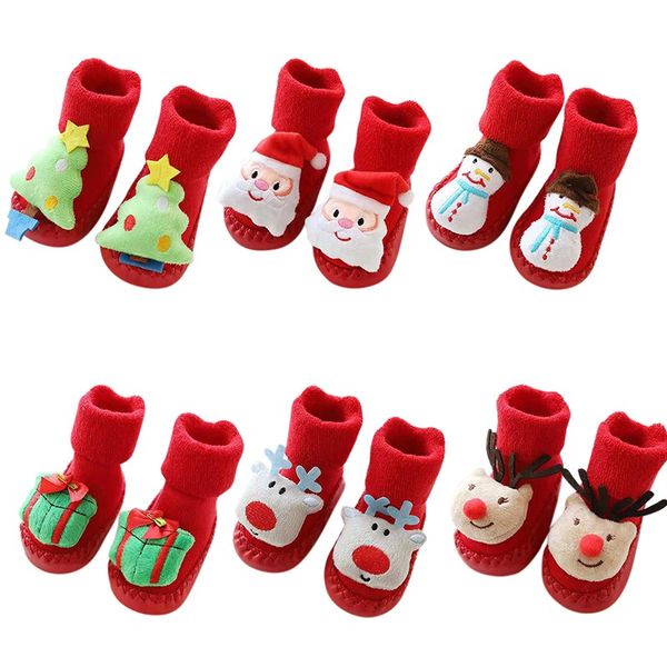 

autumn winter kids newborn baby socks christmas party gifts tube anti-skid toddler baby socks floor indoors, Pink;yellow