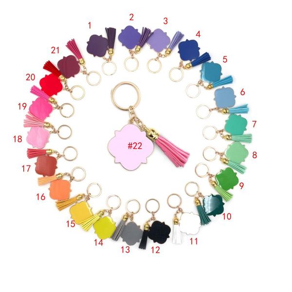 

foreign trade wholesale personality four-link chain keychain alloy drip piece korean version of velvet tassel pendant key ring decoration, Silver