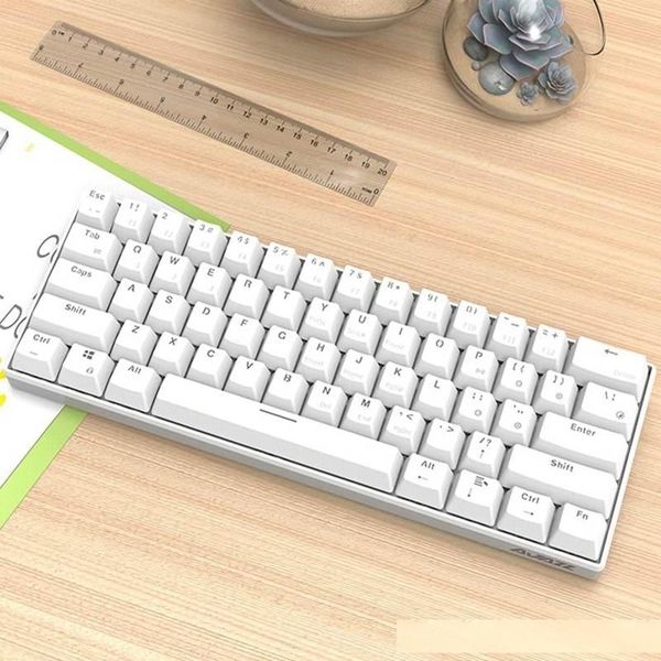 

ajazz i610t 61 keys usb wired bluetooth dual mode gaming keyboard black/ blue switch 17 monochrome backlight mechanical keyboard