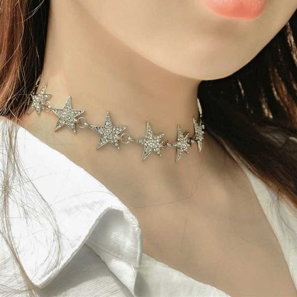 

visisap europe and america luxury large stars chokers necklaces for women wedding party clavicle necklace supplier c1348, Golden;silver