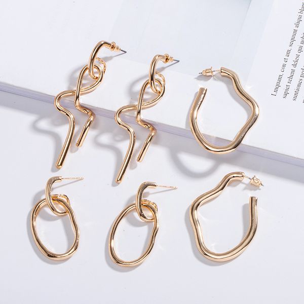 

1pair european hyperbole simple dangle earrings jewelry for women wedding party eardrops personality geometric drop earring e412, Silver