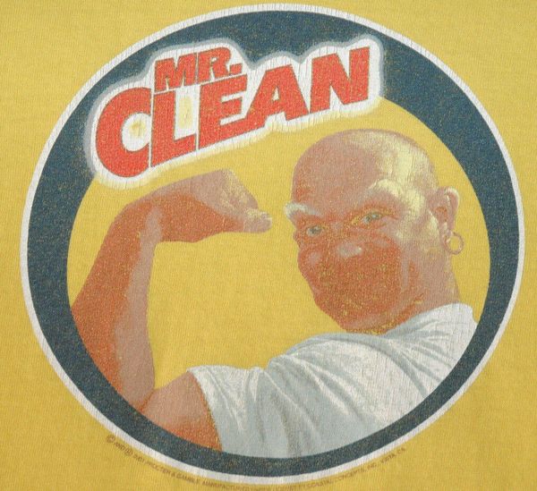 

редкие vtg mr clean тенниска логотип компании tee смешной mascot medium small med s m