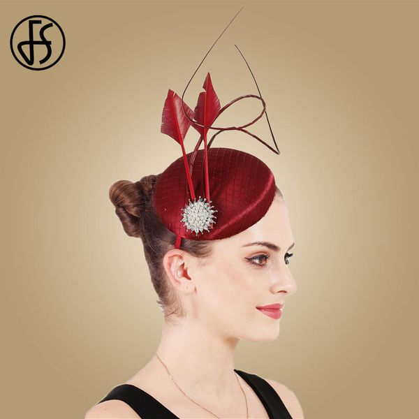 

fs vintage сатин дамского base hat for свадебной головной убор женщины партия перо дама чародей случай ободки, Blue;gray