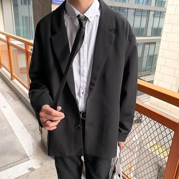 

men's suits & blazers men blazer office suit japanese streetwear night club oversized fashion casual clothing, White;black
