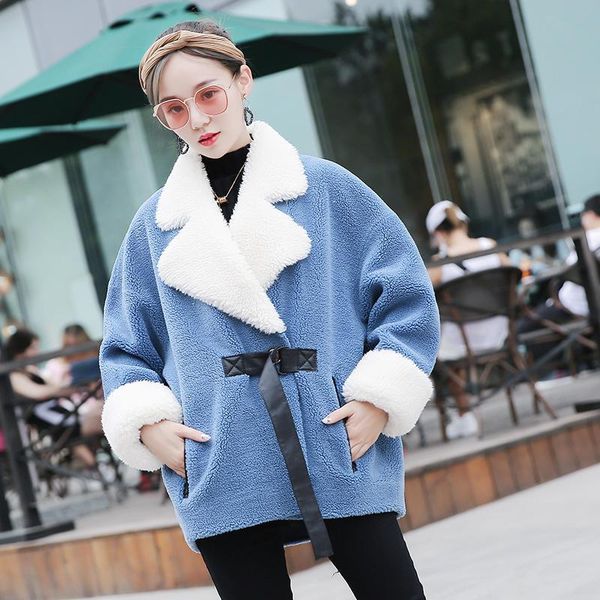 

women's fur & faux leather grass coat sheepskin long winter female lambskin 2021 korean fashion slim buckskin thick, Black