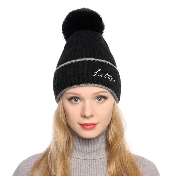 

beanie/skull caps beanies winter cap women hat letter curling baseball warm knitted ball ladies beanie muts #2s30, Blue;gray
