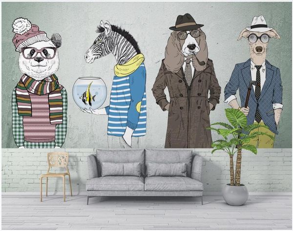 

3d wallpaper custom p mural european cartoon animal costume illustration background home decor living room wallpaper for walls 3 d