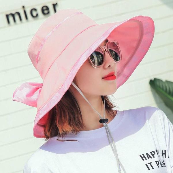 

2020 summer breathable sunhat uv protection fashion casual women sun hat outdoor sunscreen cotton big brim beach cap female, Blue;gray