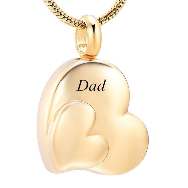 

ijd12436 gold double heart shaped cremation for ashes urn keepsake pendant necklace pet memorial keepsake souvenir women, Silver