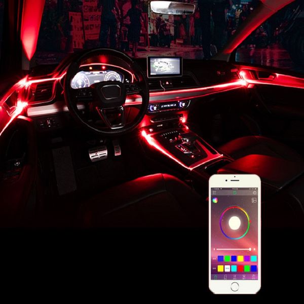 

car el neon strip 6m sound control light rgb led decorative car ambient light auto atmosphere lamps with a 12v lighter&usb line